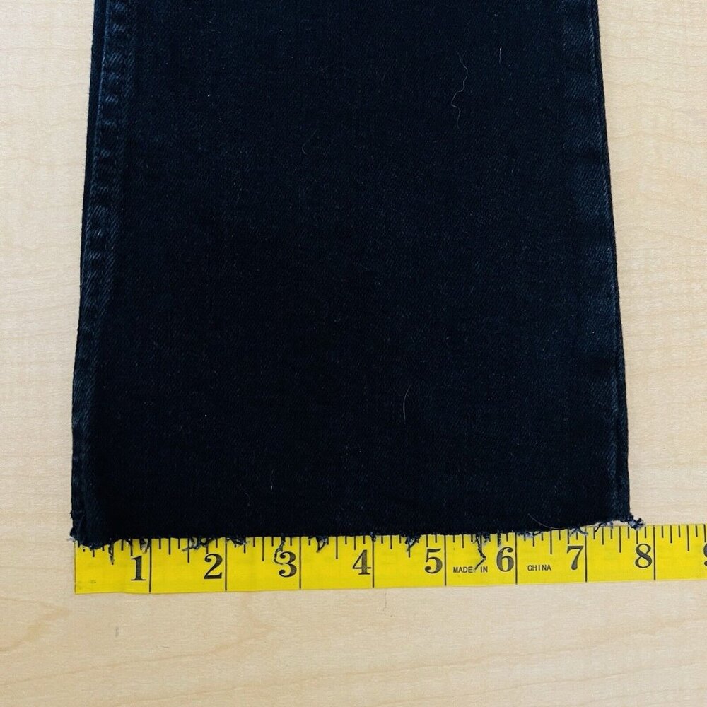 NWT ZARA Women Black Denim Cropped Jeans Sz 2 Flare Leg Mid Rise Raw Hem Stretch - Picture 11 of 11